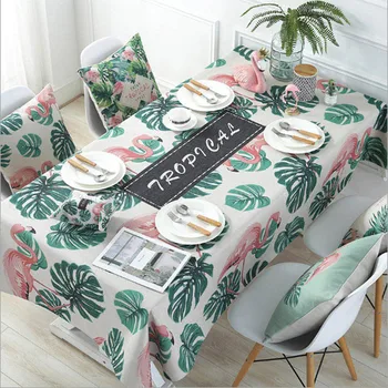 

European 100% Cotton Linen Plant Printing Rectangle Tablecloth Washable and Splashproof Table Covers Decoration for Everyday Use