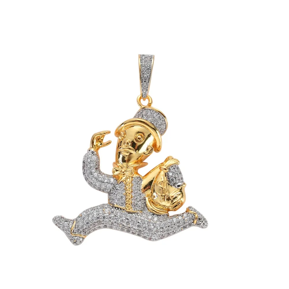 

Brass CZ Cartoon figure with Dollar money bag Pendant&Necklace Jewelry Party Gift CN057