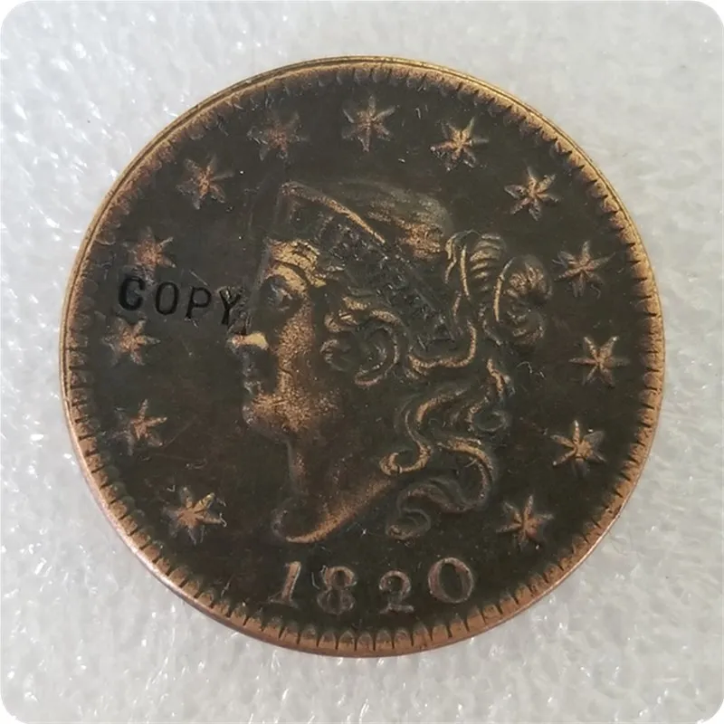 США 1815-1832 коронета головы большие центы имитация монеты - Цвет: 1820