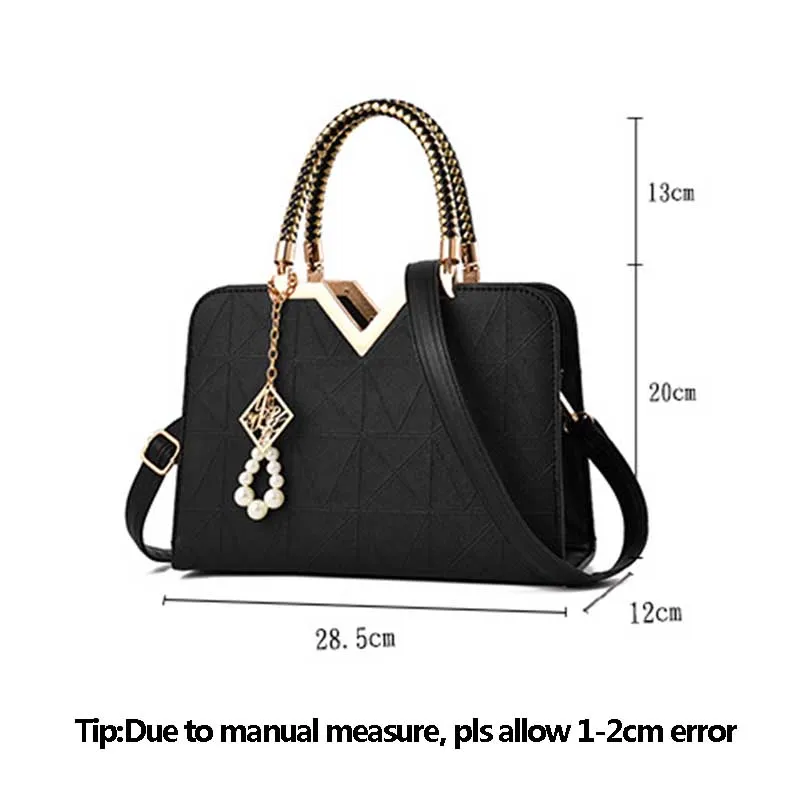 PU Leather Women Travel Handbag Pearl Ornament Female Shoulder Bag Large Holiday Lady Crossbody Fashion Handle Tote Bag SS7076 (9)