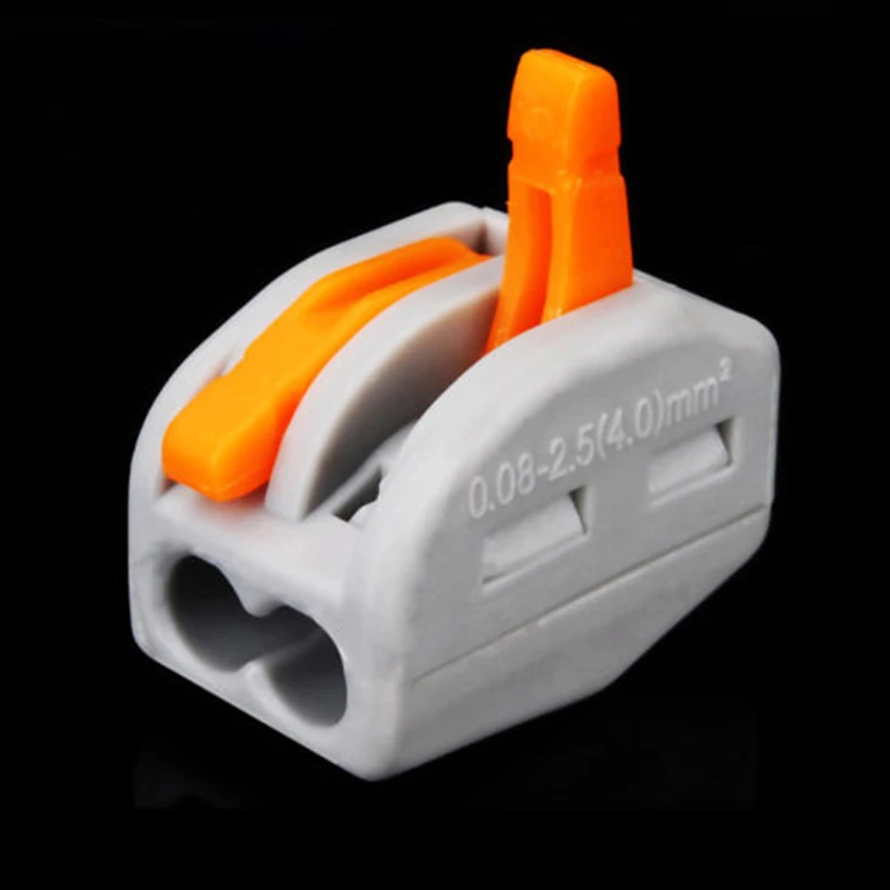 

10x Spring Lever Terminal Block Electric Cable Wire Connector 2 Way Pin Reusable