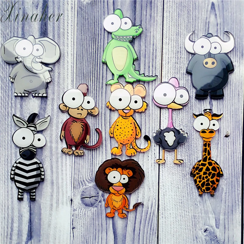 

XINAHER 1 PC Painting Animals Badges for Clothes Acrylic Badges Kawaii Icons on Backpack Pin Brooch Badge