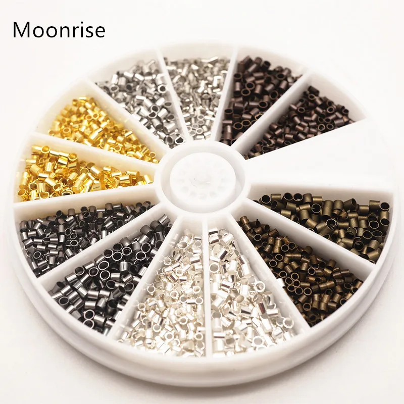 

6 Colors 1.5mm 2.0mm Crimp Tube Beads Cord Cover Tips End Mixed Colors Jewelry Findings Lead Free