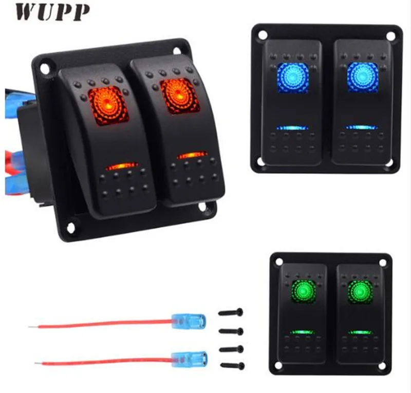

WUPP Double Lights Car Switch Headlight Fog Button Switches 5PIN ABS Switch Panel 12V 20A 24V 10A Switches