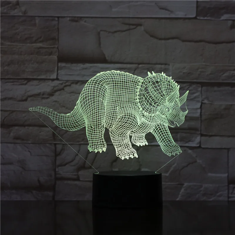 3D Динозавр лампы мальчик подарок для детей светодиодный ночник настольная лампа Touch Романтический праздник 7 цветов изменить праздничный подарок на Рождество GX1704