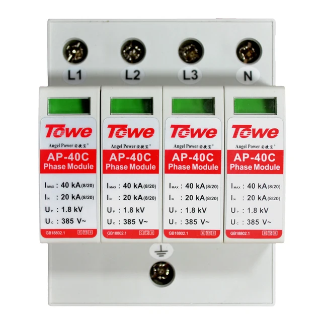 $ TOWE CLASS C surge protective device 40kA 4P SPD distribution box 3 phases over voltage protector