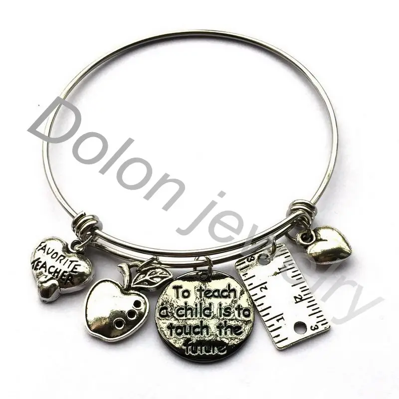 

To Teach A Child Is To Touch The Future- Favourite Teacher Gift Apple Charm Expandable