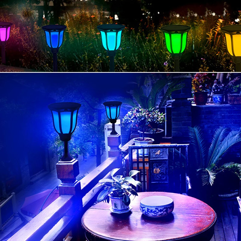 

Waterproof Solar Powered LED Torch Light RGB Color Changing Flame Garden Street Lamp Flickering Decorative Torch Flame Light
