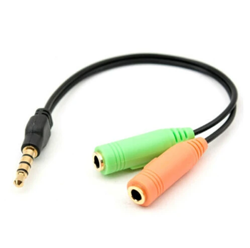 3 5mm Stereo Male to 3 5 Dual Female Mic Headset Jack Cord Audio Y Splitter Cable for Iphone Headphone Microphone Adapter