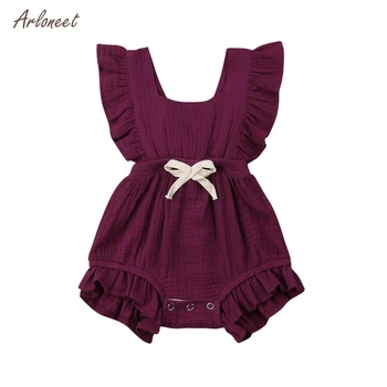 

ARLONEET baby girl romper Newborn Infant Baby Girls Cotton Sleeveless Ruffles Backcross Romper Outfits bebek tulum