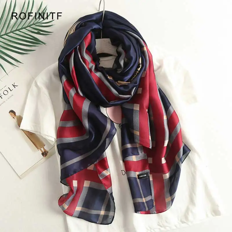 Luxury Brand Ladies Twill Silk Scarves Wraps New Design Shinning Silk Scarf Headband Scarf For
