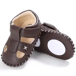Малышей для маленьких мальчиков из мягкой искусственной кожи Обувь для младенцев Prewalker летние Обувь для малышей черный/коричневый/белый