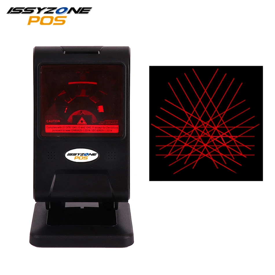 

ISSYZONEPOS Laser Flatbed Barcode Scanner 20 Lines Desktop Omnidirectional Bar Code Reader 1D Laser Barcode Scanner IOBC032