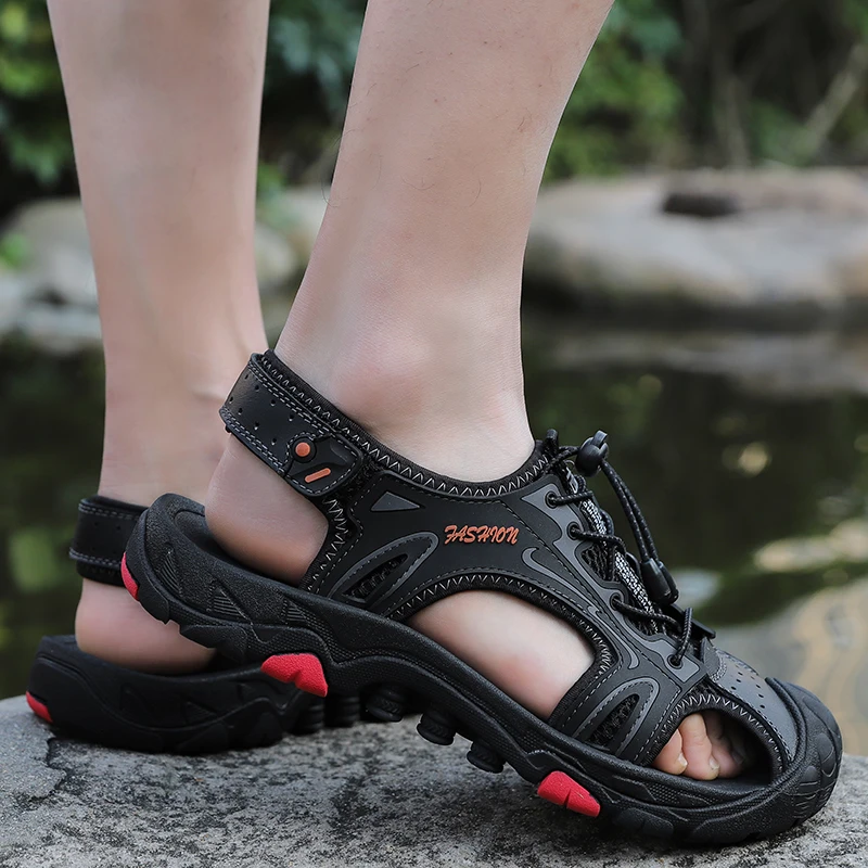 POLALI/уличные кроссовки; дышащие треккинговые сандалии; Летняя обувь; треккинговые уличные скалолазание; защищающие носок; босиком; мужская обувь