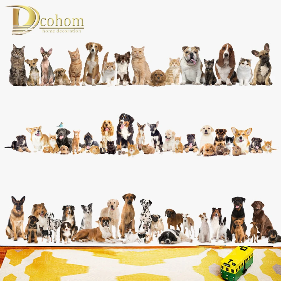 Милый Хаски домашние животные собака 3D стикер на стену Pet Shop Детская комната украшения Животные наклейки художественная Фреска плакат