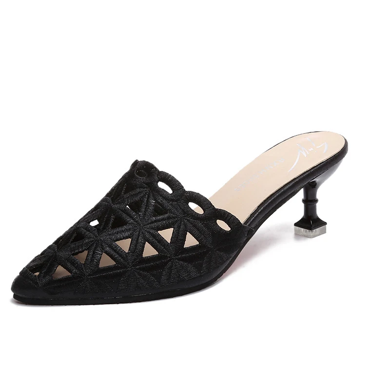 

Baotou half slippers women wear 2019 summer new fashion casual wild female sandals stiletto pointed high heel women shoes