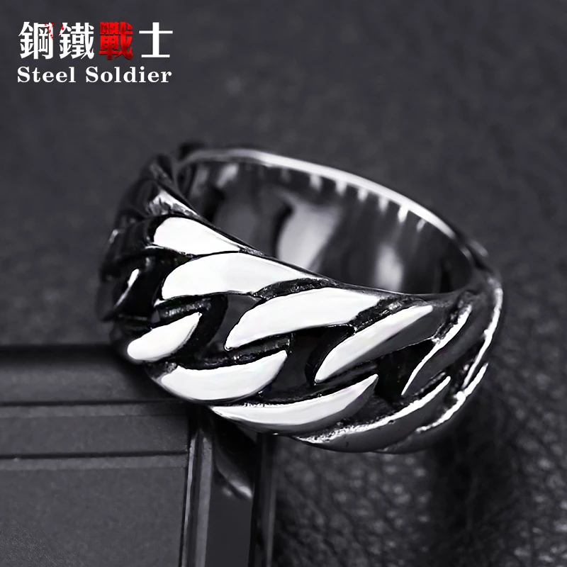 Ring Jewelry Steel Soldier Gothic Chain Ring For Men