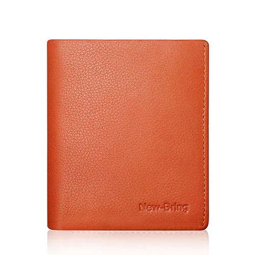 NewBring тонкий кожаный RFID блокирующий кошелек мужской кошелек для карт мужской - Цвет: Orange