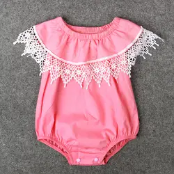 Детские Комбинезоны для малышек Комплекты летней одежды для маленьких девочек милый Кружево Одежда для новорожденных одежда для малышей