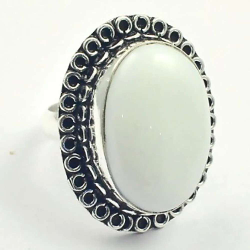 

White Jaspers Ring Silver Overlay over Copper, USA Size 7 , R3366