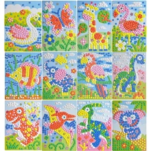 2017 12 Styles 3D Mosaics Creative Sticker Game Animals Transport Arts Craft Puzzle Training for Kids