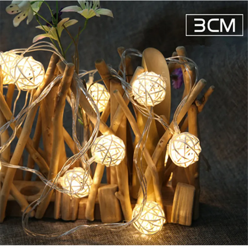 20 светодиодных ротанговых шаров Luminaria сказочные декоративные световые гирлянды