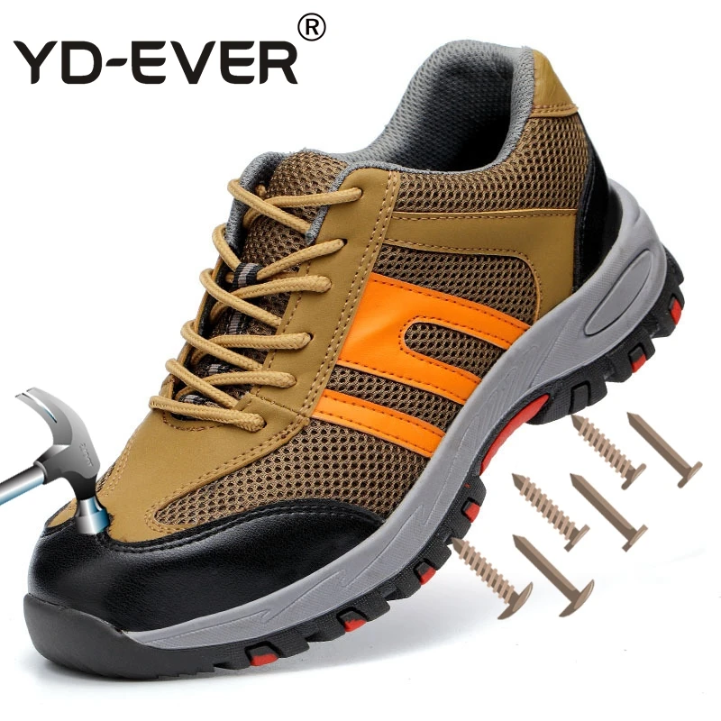 Fast Delivery Men Safety Shoes Steel Toe Work Shoes Summer Breathable Casual Shoes Men Big Size