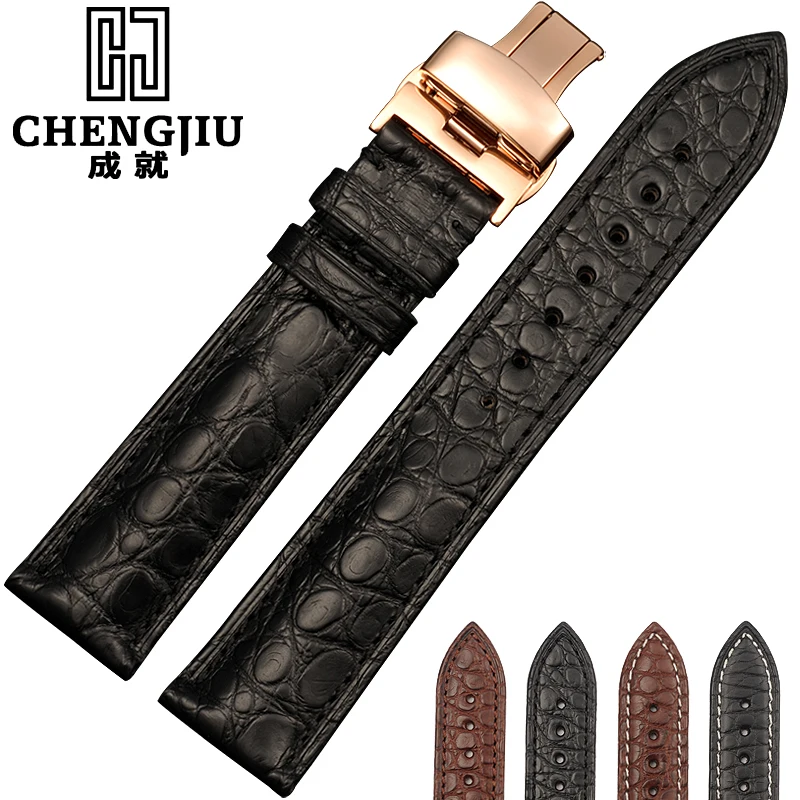 Watch Strap For Longines Watches Band Alligator Leather Watchband Crocodile Straps Gold Silver Bracelet 16 18 19 20 22 24 mm Re