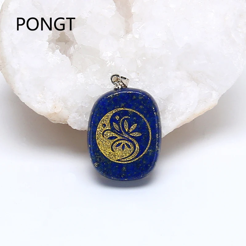 

2017 New Arrival carved tree of life stone pendant Reiki chakra crystal healing pendant Lapis Lazu stone chakra necklace jewelry