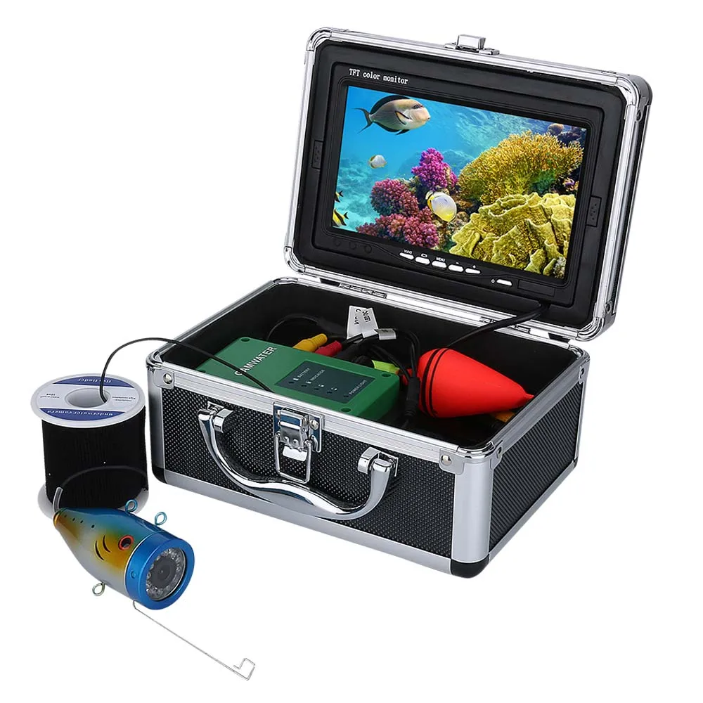 9 "дюймовый tft 1000tvl подводный рыболовный комплект видеокамер 12 шт. светодиодный инфракрасный светильник освещение видео рыболокатор 10 м 15 м