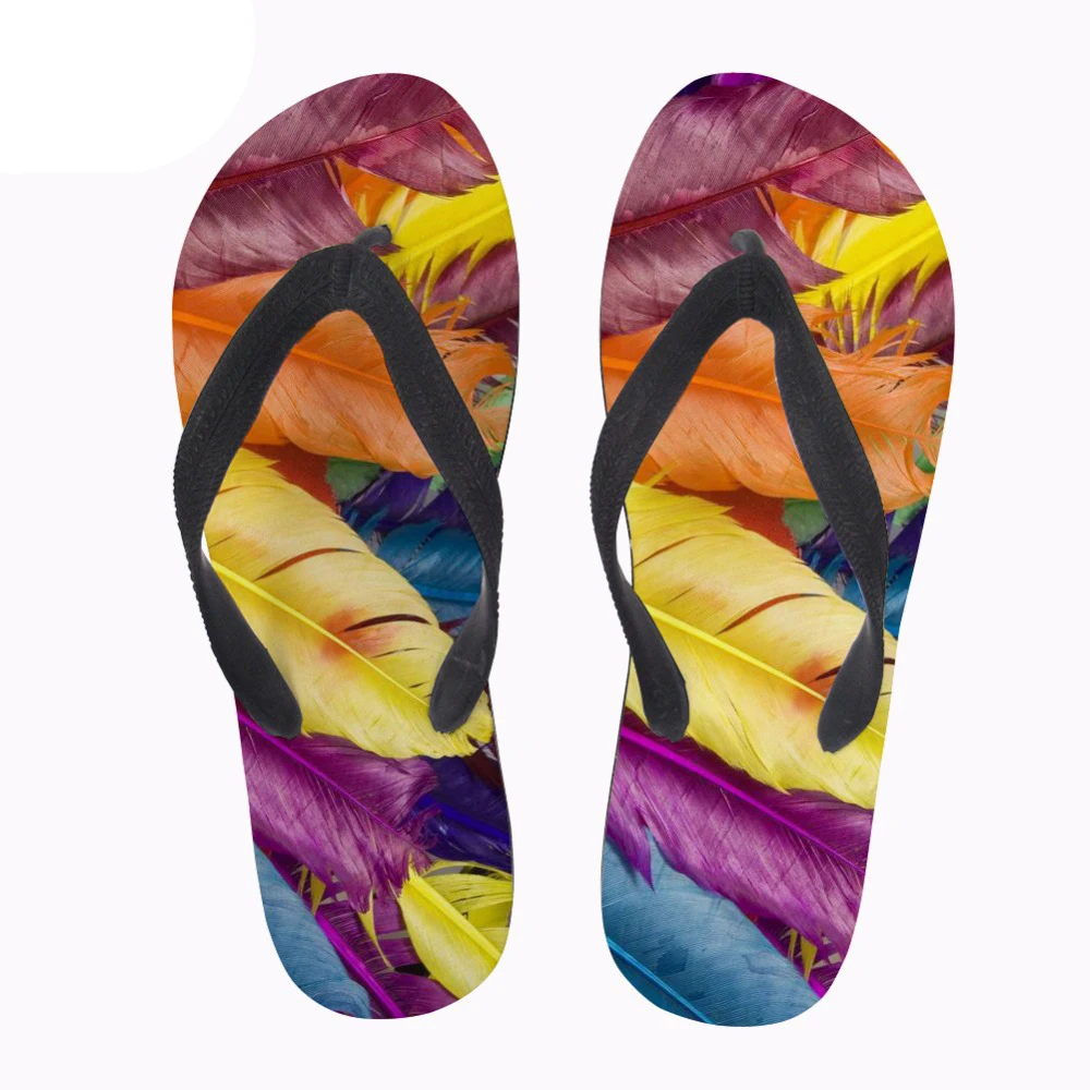 

NOISYDESIGNS Peacock Feather 3D Printed Fashion Women Flip Flops Summer Female Brand Designer Casual Flip Flops Woman Slippers