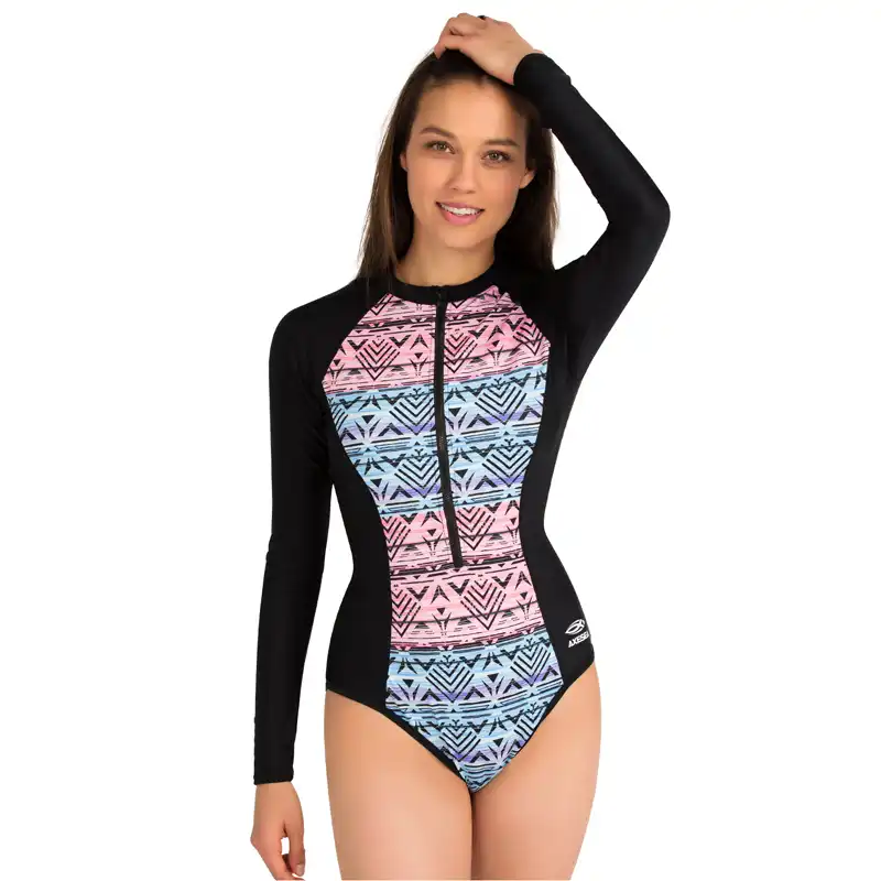 Ages 6-14 UPF 50+ One Piece Rash Guard Bathing Suit Tame the Sun Long Sleeve Swimsuit for Girls