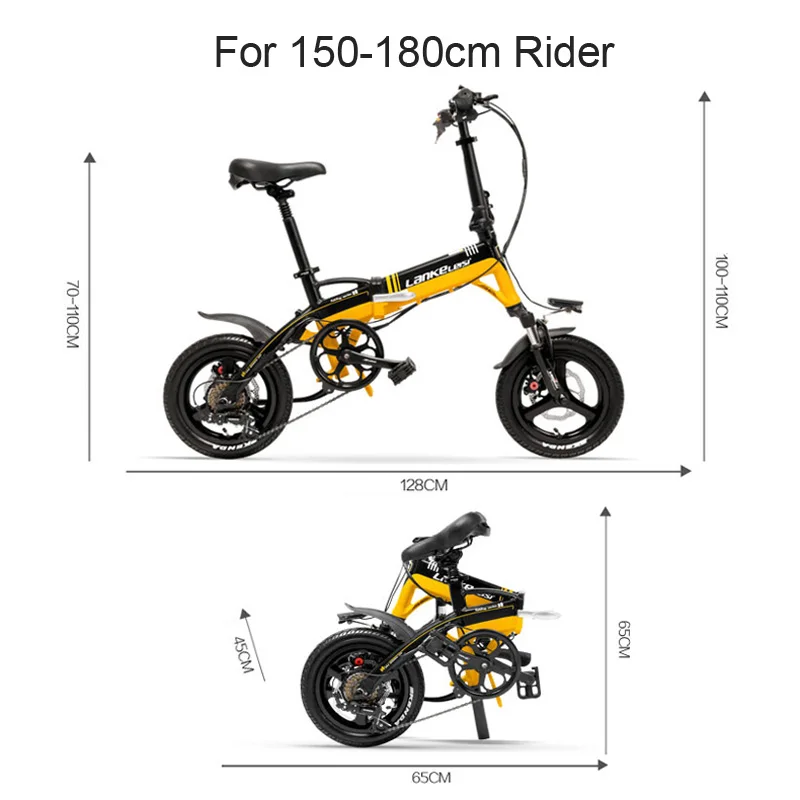 Excellent A6 Mini Folding Electric Bike, 350W, 36V/8.7A, 14 Inches E Bike, Disc Brake, Removable Battery, Magnesium Alloy Rim 2