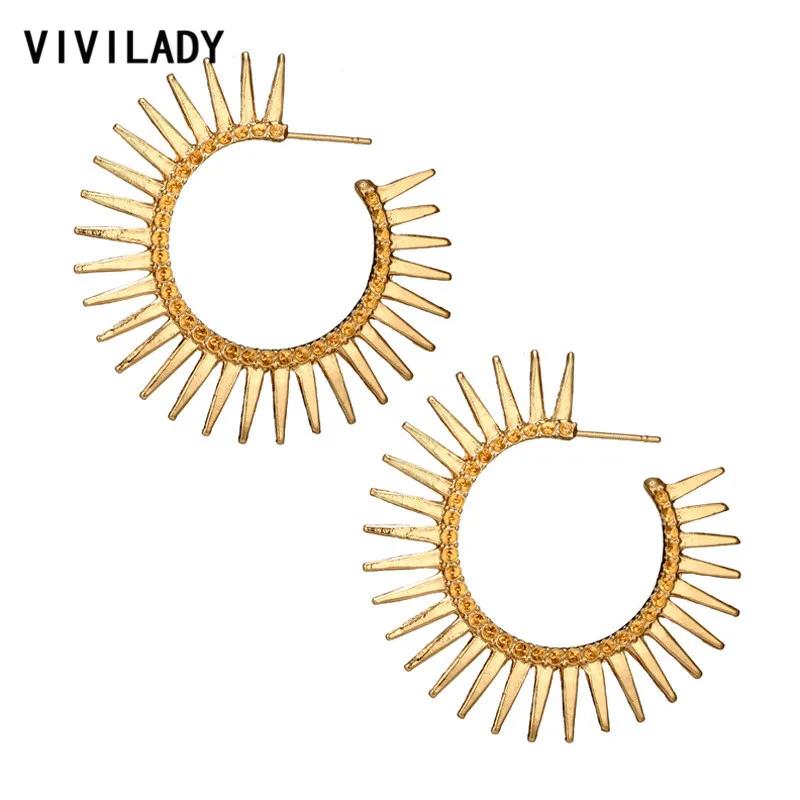 Модный vivilady, круглые женские серьги-кольца, золотой цвет, Boho, цинковый сплав, ювелирное изделие, летние, панк, вечерние, бижутерия, подарки