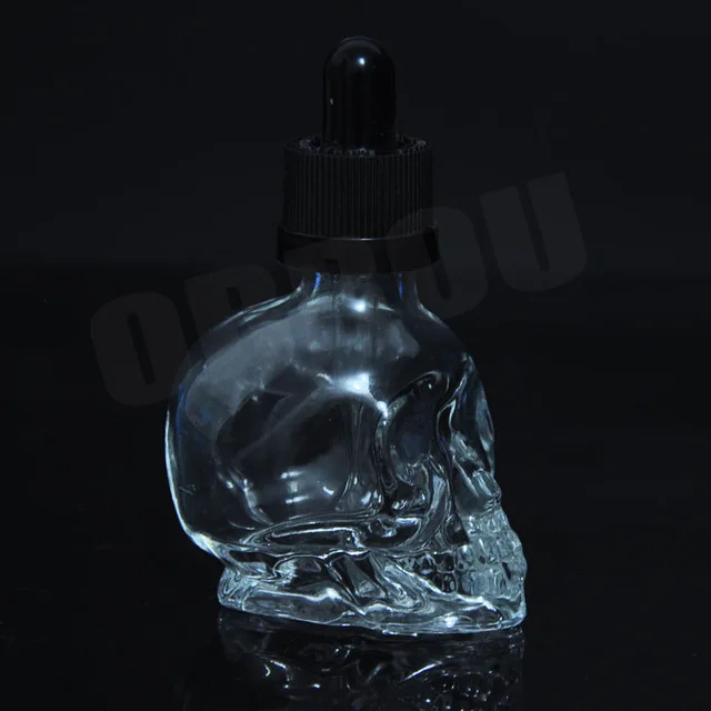 

Free shipping 1PCS 30ml skull glass dropper bottle with child proof cap from China supplier