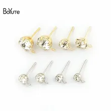BoYuTe(20 шт./упак.) 4-5-6-8MM Кристальные серьги гвоздики с камнем бело-золотые позолоченное кольцо для Уха Булавки с петлей Diy ручной работы ювелирные изделия аксессуары