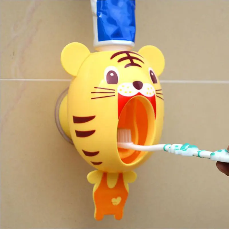 

Creative Cartoon Automatic Toothpaste Dispenser Wall Mount Stand Bathroom Sets