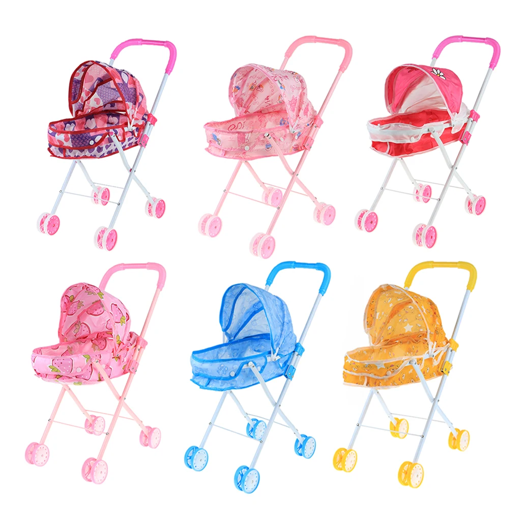 Mini Simulation Foldable Baby Push Cart Pushchair Stroller Pram Kids Pretend Play Furniture Toys