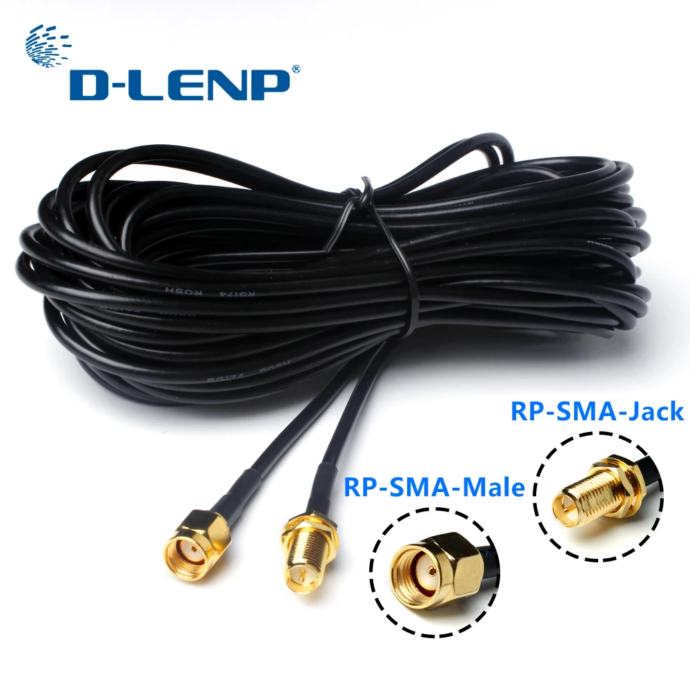 

Dlenp 9m Extension Cable RG174 RP-SMA Male to Female Wifi Antenna Extension Cable Lead Wire Gold Plated High Quality