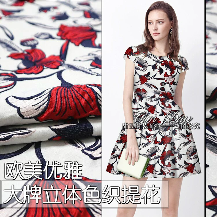 

Elegant three-dimensional flower jacquard fabric fashion dress jacquard brocade fabric wholesale jacquard cloth patchwork fabric