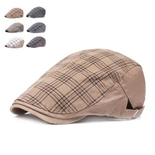 Модные хлопковые солнцезащитные головные уборы для мужчин и женщин, высокое качество, повседневные, унисекс, клетчатый берет, кепка s, весна-лето, для улицы, плоская кепка для ковбоя