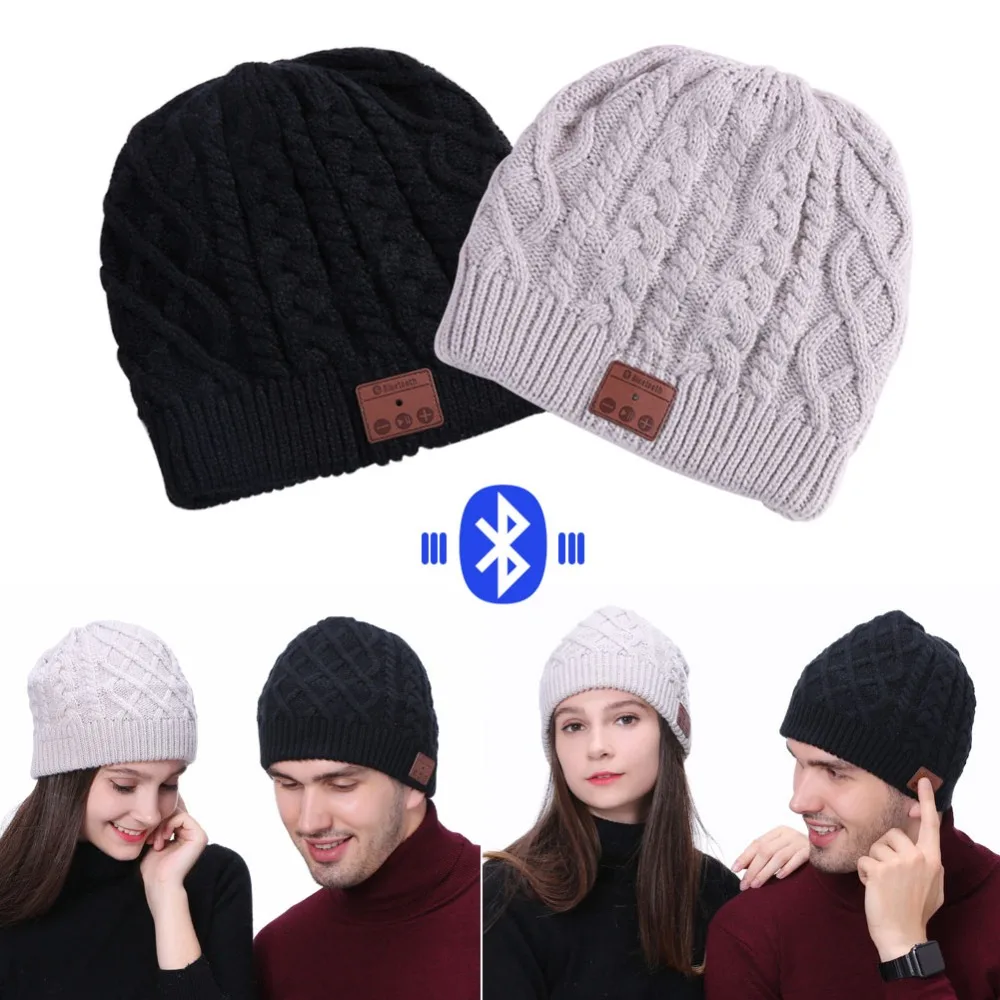 

Smart Cap Sport Wireless Bluetooth 4.1 Beanie Cable Knit Cap Headsets Sync with Cell Phone Multi Functional 2 Stereo Speakers