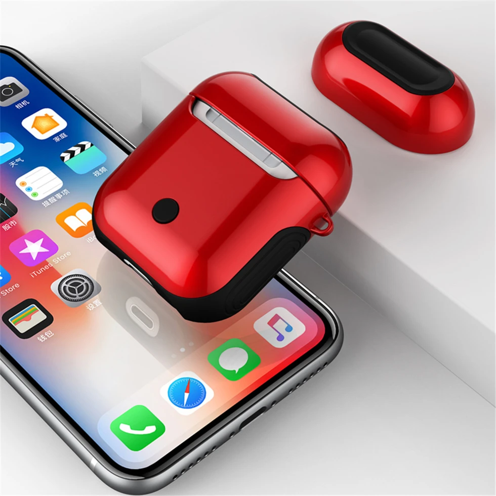 Inoher для Apple Airpods чехол для Bluetooth беспроводные наушники антидетонационный глянцевый защитный чехол для Air pods зарядная коробка