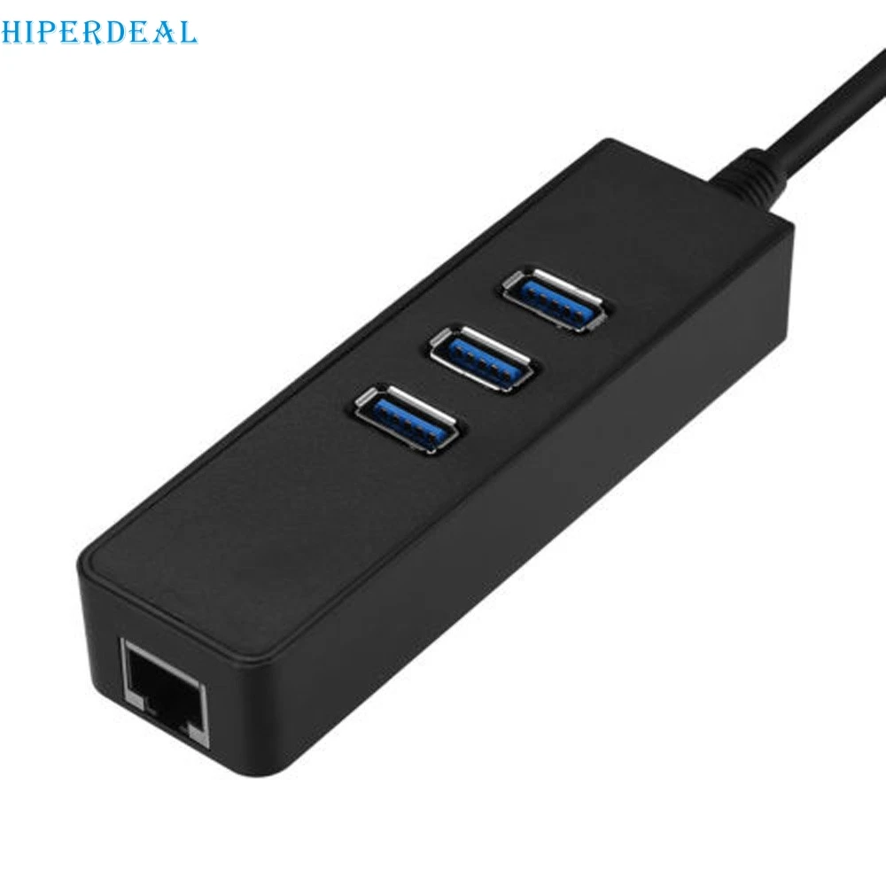 

HIPERDEAL Puertos usb multiples USB 3.0 Gigabit Ethernet Lan RJ45 Network Adapter 3-Port Hub to 1000Mbps For PC
