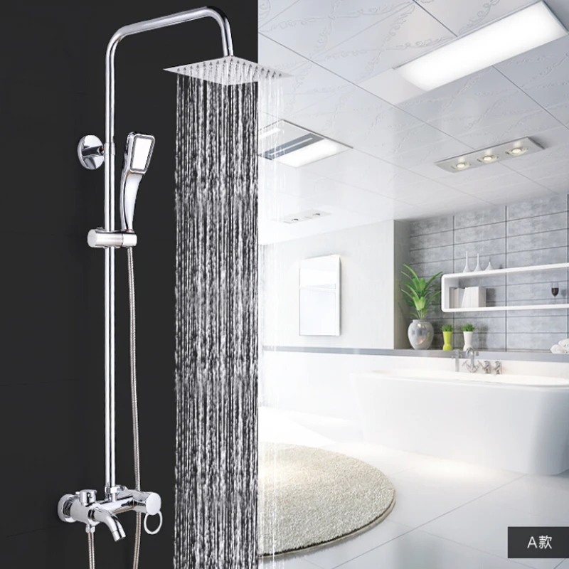 

Wholesale And Retail Chrome Finish Square Rain Shower Head Valve Mixer Tap Round Ring Handle W/ Hand Shower
