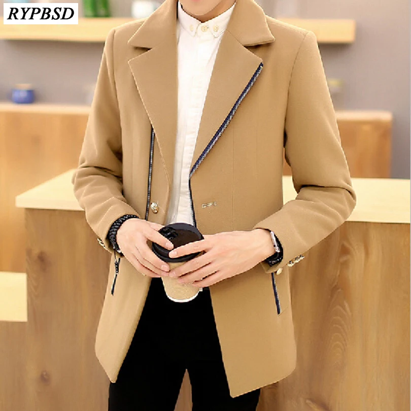 Men Long Winter Coat Fashion Zipper Warm Turn-down Collar Korean Slim Men Woolen Coat Casual Manteau Homme Long Hiver Men Long Winter Coat Fashion Zipper Warm Turn-down Collar Korean Slim Men Woolen Coat Casual Manteau Homme Long Hiver