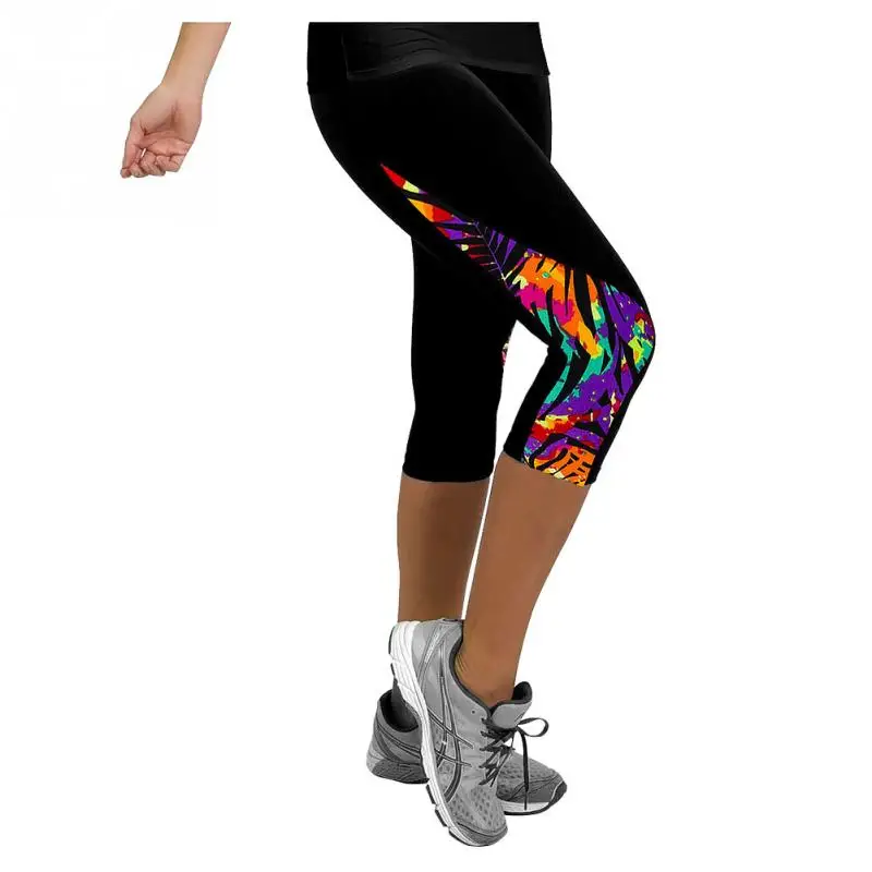 

Women's Pants Cropped Trousers Floral Printed Slim Fit Pants for Exercise Ladies Fitness Leggings 3/4 Pants