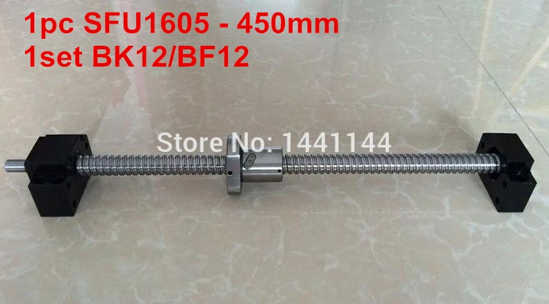 

1pc SFU1605 - 450mm Ballscrew with end machined + 1set BK12/BF12 Support CNC part