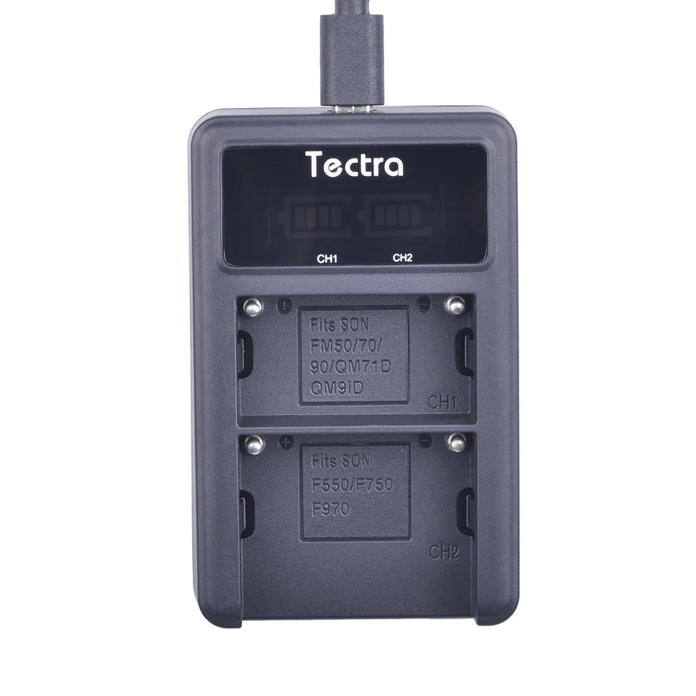 

Tectra USB LED Dual Channel Quick Digital Battery Charger for SONY F series NP-F970 F750 F960 F550 FM500h FM50 FM70 FM90 QM71D