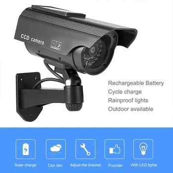 

Dummy Solar CCTV Camera High Simulation Fake Camera Led Red Light Flashing Outdoor Home Security Surveillance Camera